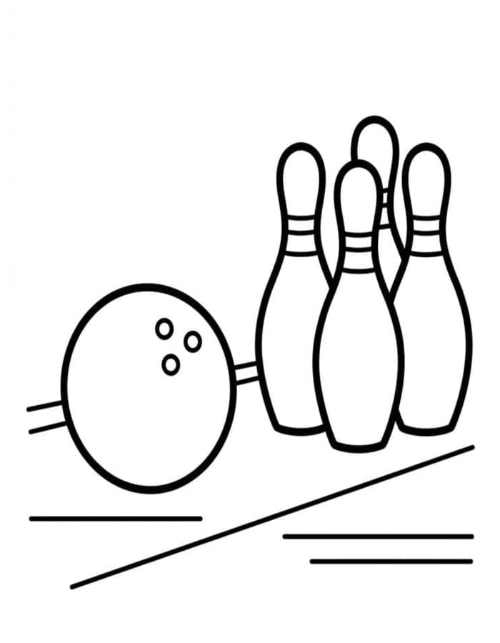 Fise de colorat cu Desenează Bowling gratuit simplu