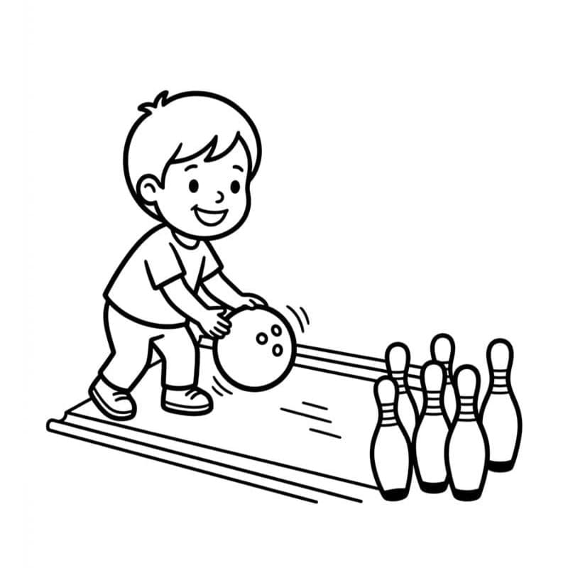 Fise de colorat cu Desenează Bowling imprimabil simplu