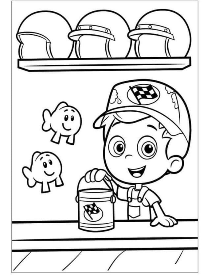 Fise de colorat cu Desenează Bubble Guppies imprimabil gratuit bazic