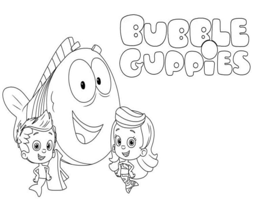 Fise de colorat cu Desenează Bubble Guppies imprimabil gratuit uşor
