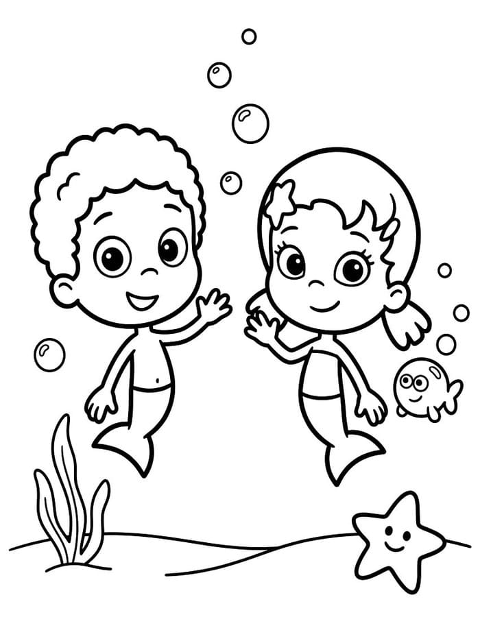 Fise de colorat cu Desenează Bubble Guppies imprimabil gratuit