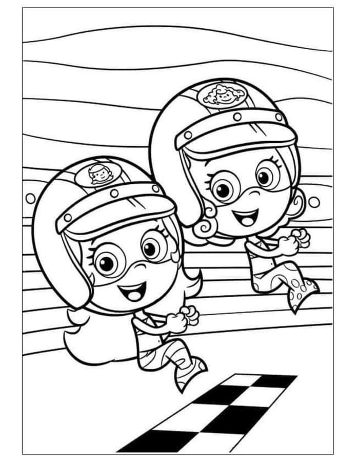 Fise de colorat cu Desenează Bubble Guppies simplu la copii