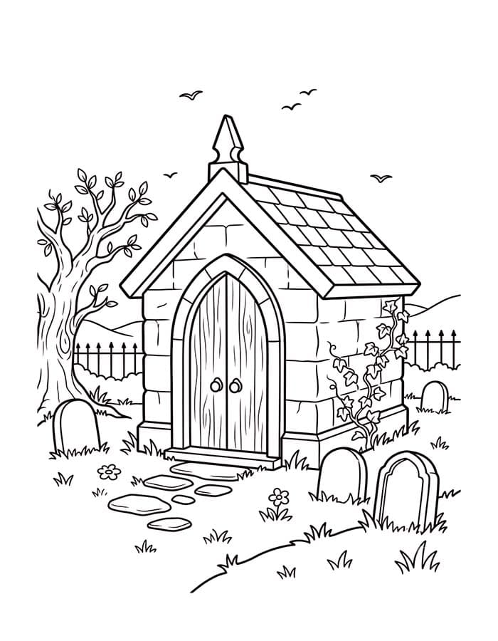 Fise de colorat cu Desenează Cimitir gratuit