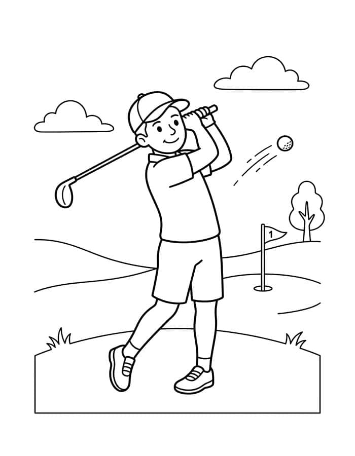 Fise de colorat cu Desenează Golf bazic