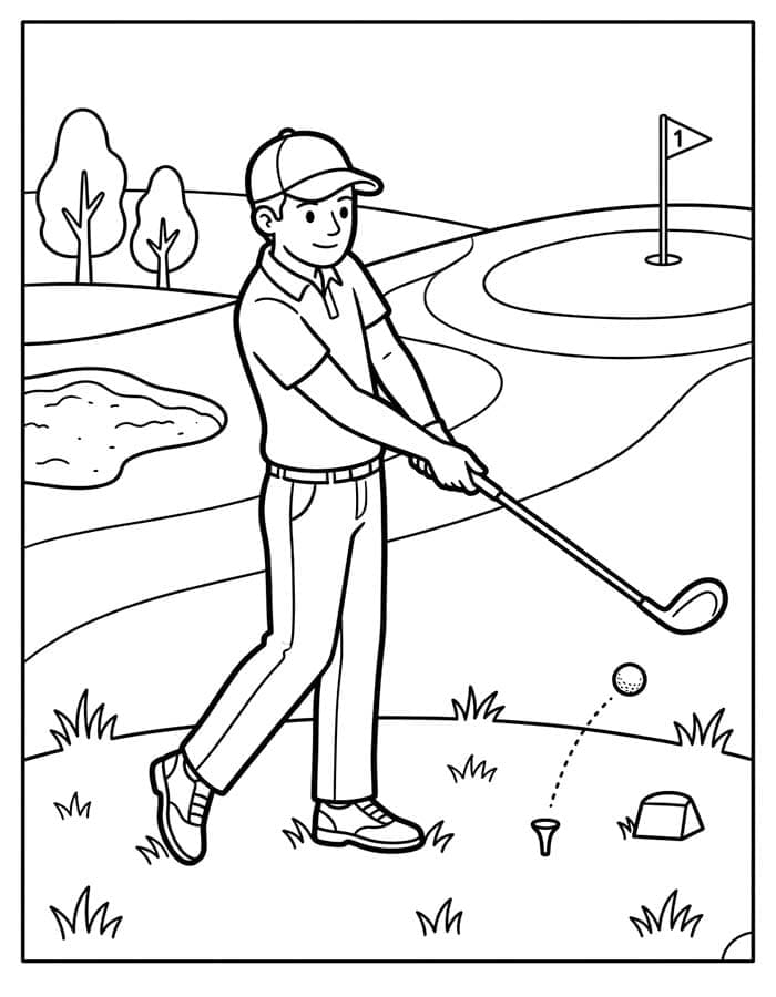 Fise de colorat cu Desenează Golf gratuit