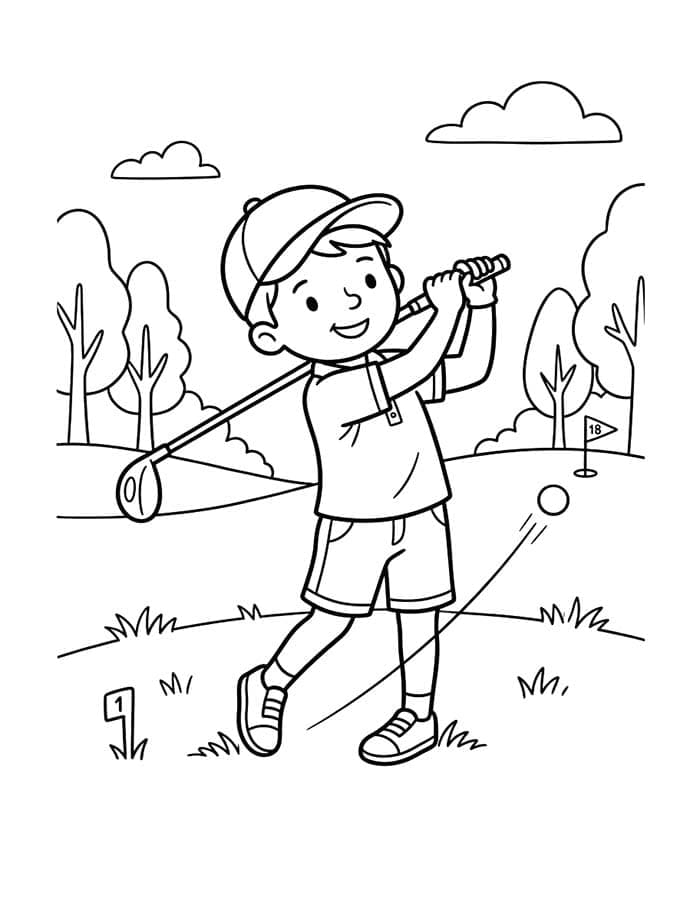 Fise de colorat cu Desenează Golf imprimabil gratuit