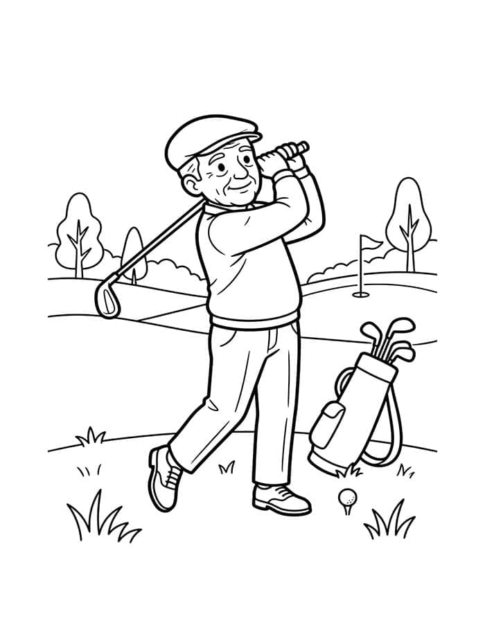 Fise de colorat cu Desenează Golf imprimabil pentru copii