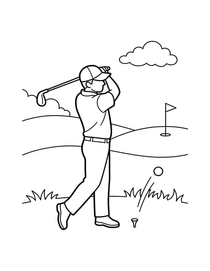 Fise de colorat cu Desenează Golf simplu