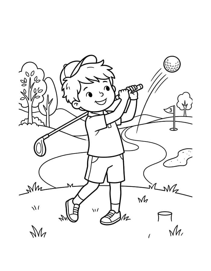 Fise de colorat cu Desenează Golf uşor