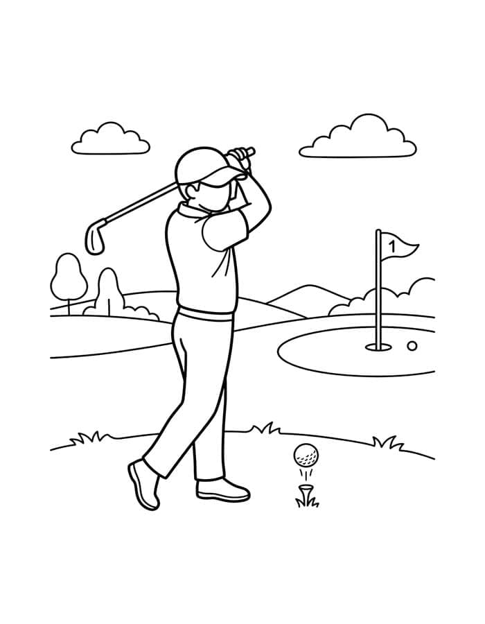 Fise de colorat cu Desenează Golf