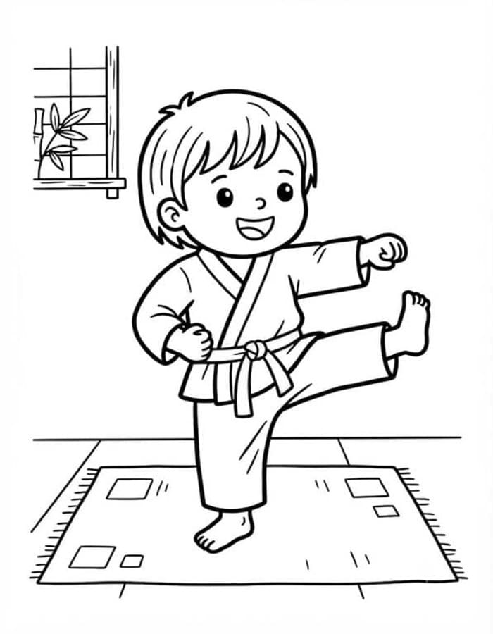 Fise de colorat cu Desenează Karate gratuit bazic