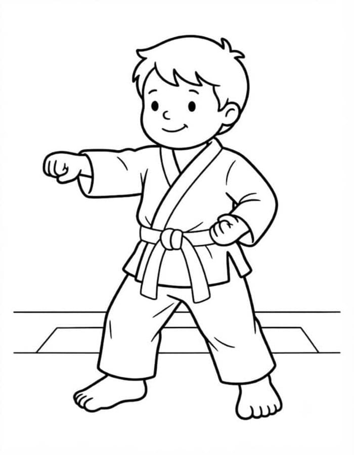 Fise de colorat cu Desenează Karate gratuit pentru copii