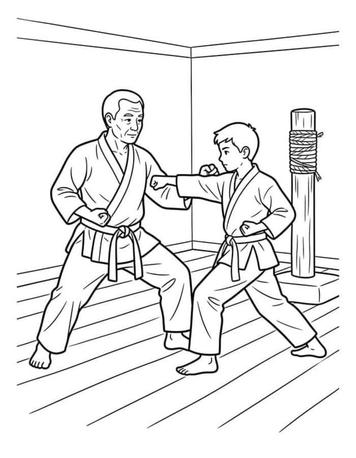 Fise de colorat cu Desenează Karate imprimabil gratuit