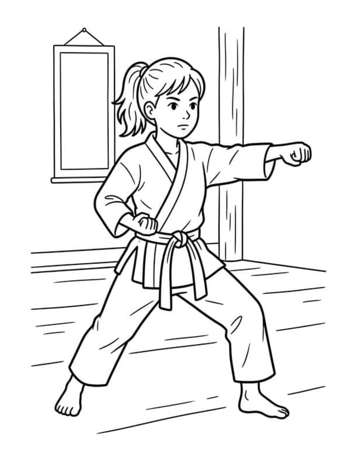 Fise de colorat cu Desenează Karate la copii