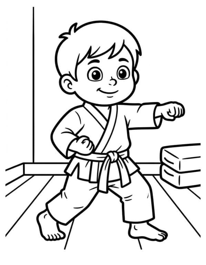 Fise de colorat cu Desenează Karate simplu