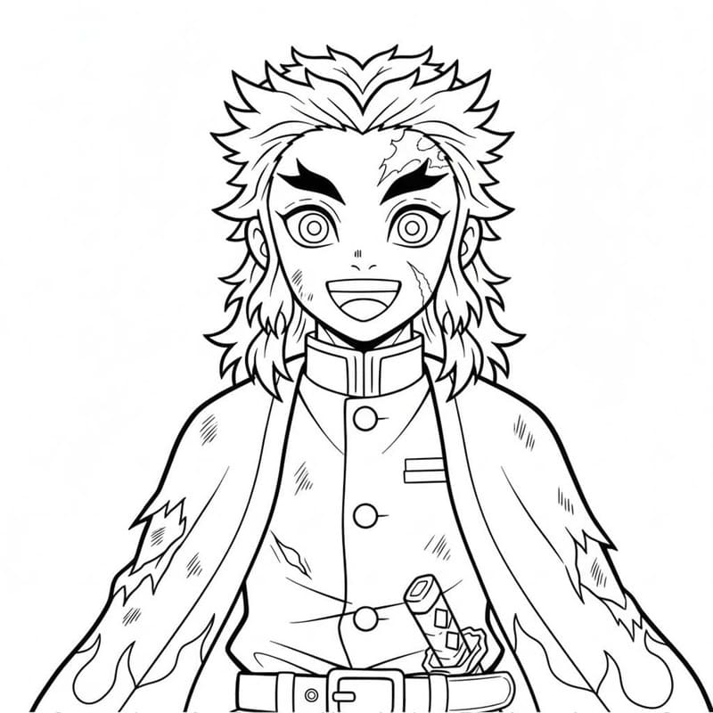 Planse de colorat cu Kyojuro Rengoku