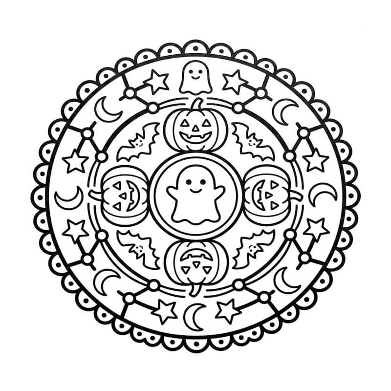 Planse de colorat cu Mandala de Halloween