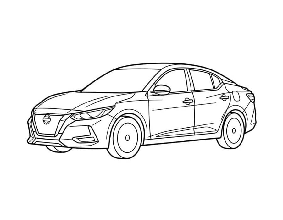 Fise de colorat cu Desenează Nissan imprimabil gratuit simplu