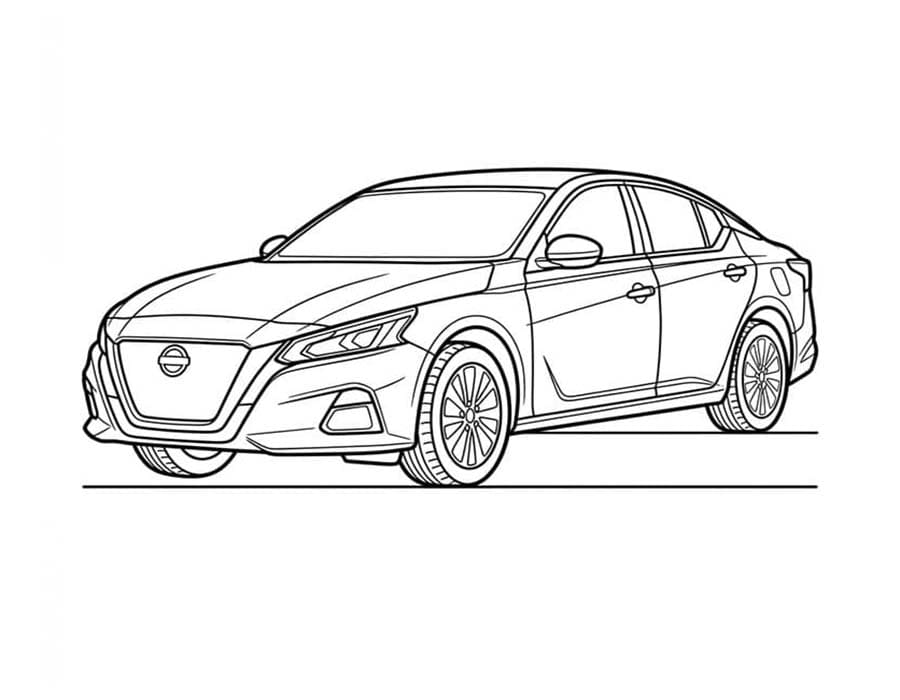 Fise de colorat cu Desenează Nissan simplu la copii