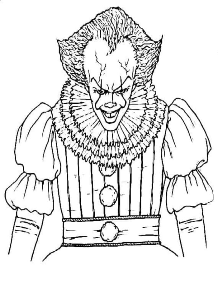 Fise de colorat cu Desenează Pennywise bazic