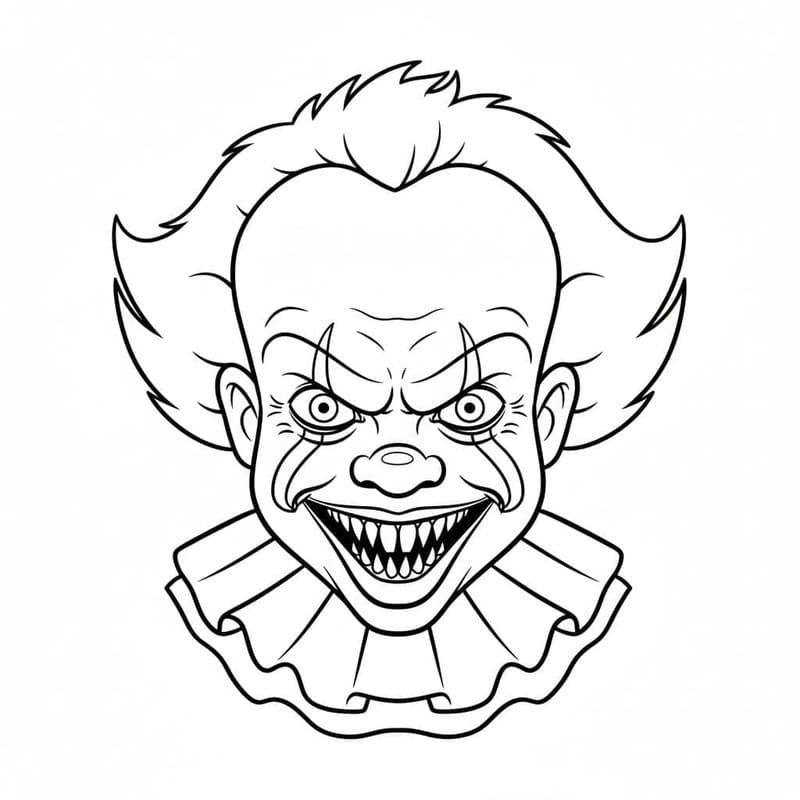 Fise de colorat cu Desenează Pennywise gratuit pentru copii