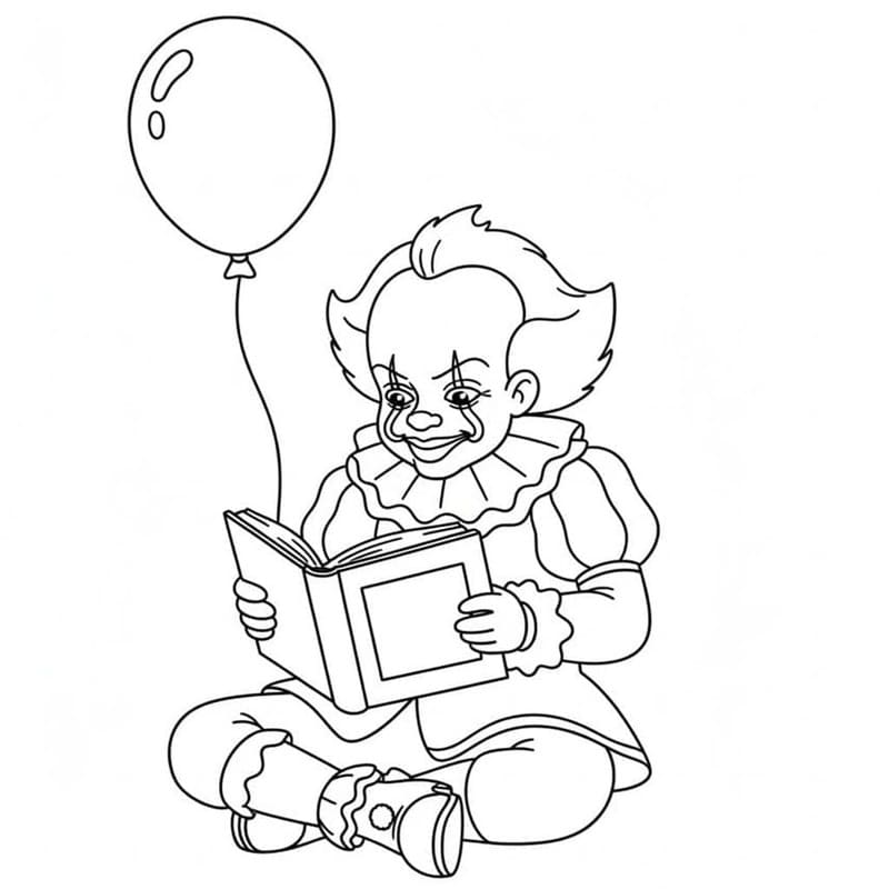 Fise de colorat cu Desenează Pennywise gratuit uşor
