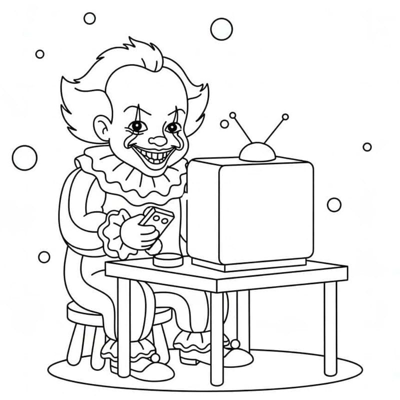 Fise de colorat cu Desenează Pennywise imprimabil gratuit uşor