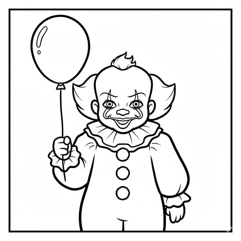 Fise de colorat cu Desenează Pennywise imprimabil gratuit
