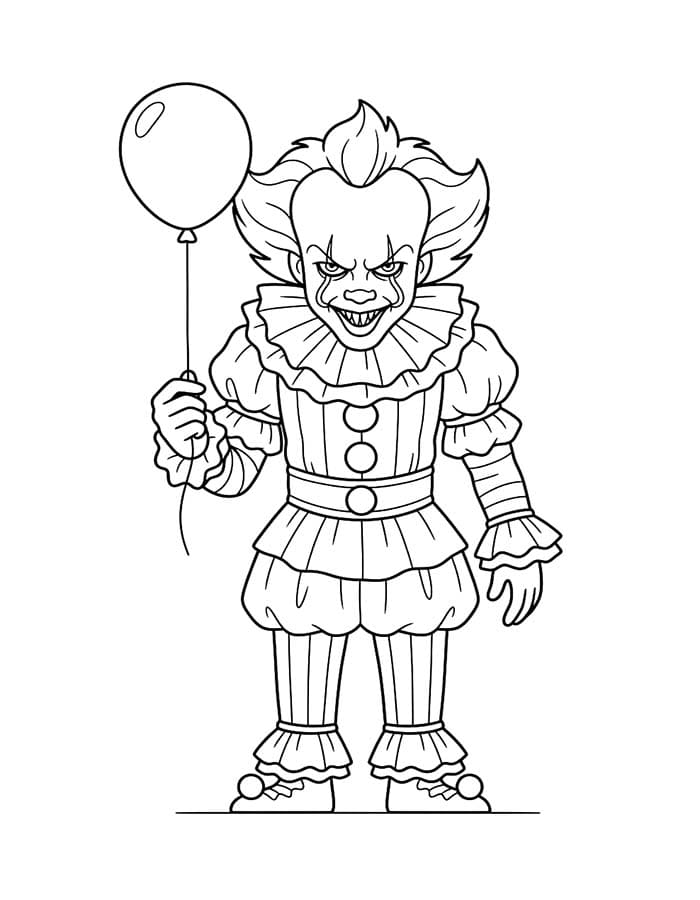 Fise de colorat cu Desenează Pennywise imprimabil pentru copii