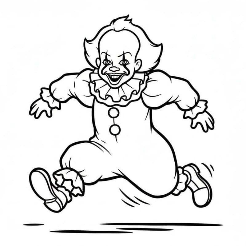 Fise de colorat cu Desenează Pennywise simplu la copii