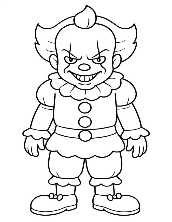 Fise de colorat cu Desenează Pennywise simplu