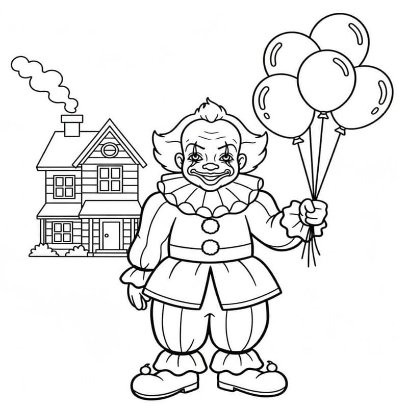 Fise de colorat cu Desenează Pennywise uşor