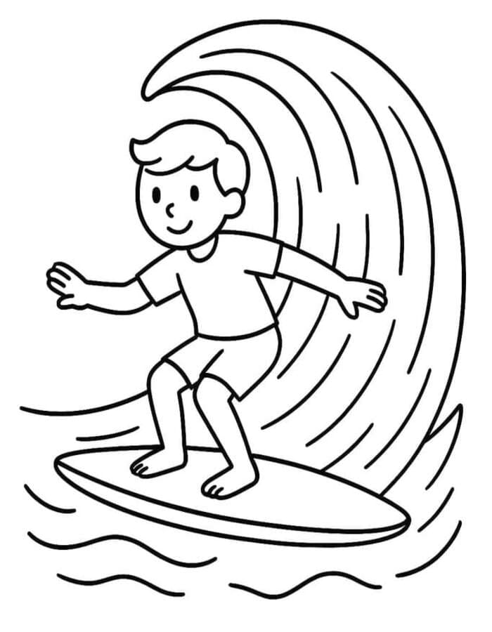 Fise de colorat cu Desenează Surfing bazic