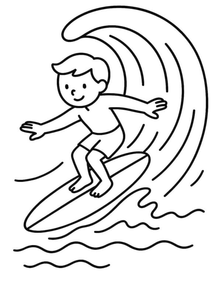 Fise de colorat cu Desenează Surfing gratuit bazic