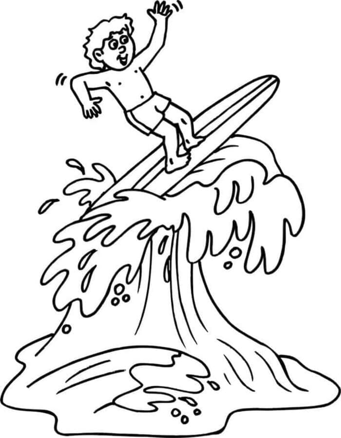Fise de colorat cu Desenează Surfing gratuit pentru copii