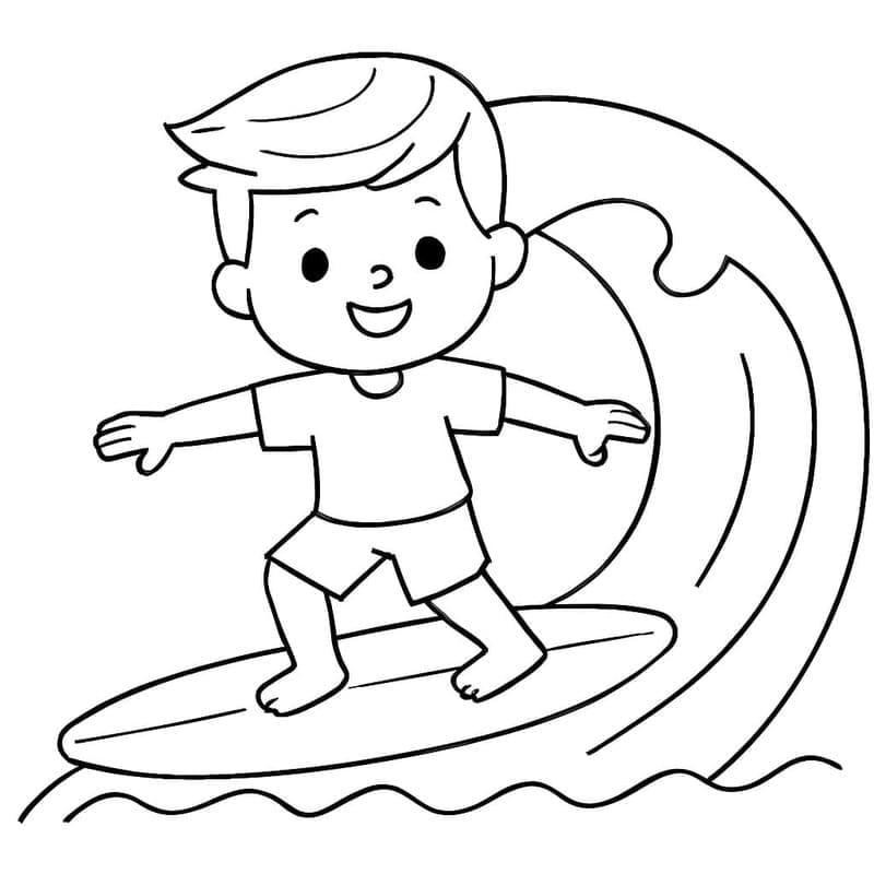 Fise de colorat cu Desenează Surfing imprimabil gratuit bazic