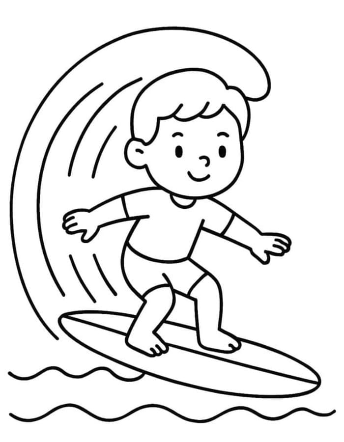 Fise de colorat cu Desenează Surfing la copii