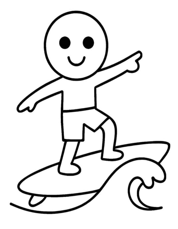 Fise de colorat cu Desenează Surfing uşor