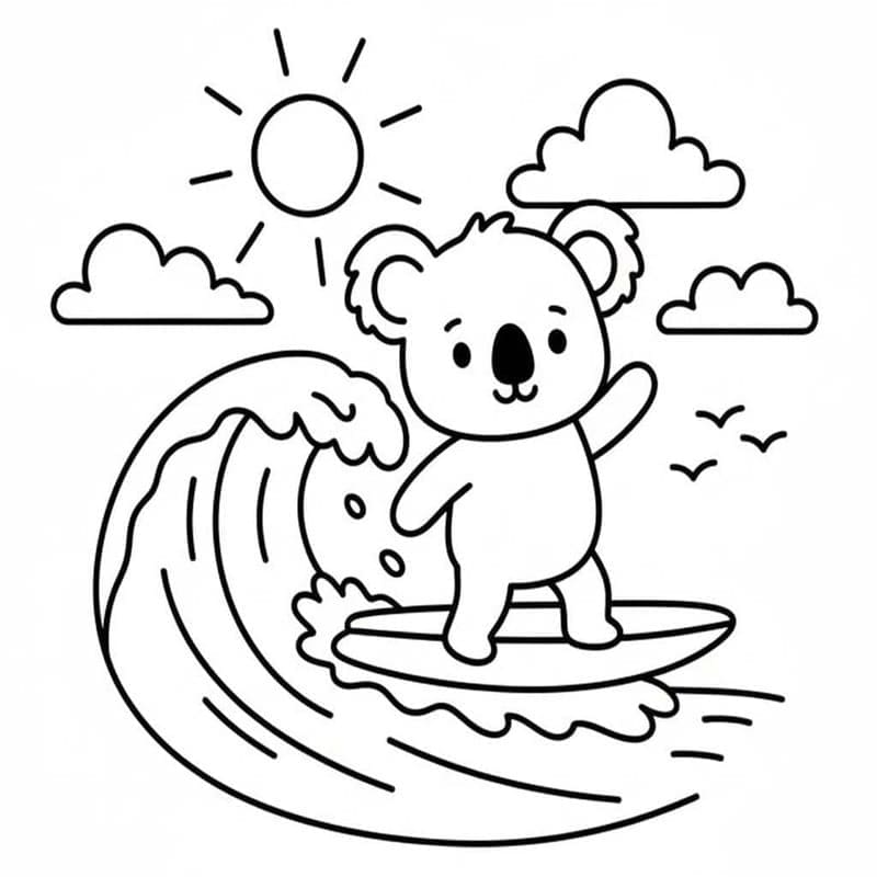 Fise de colorat cu Desenează Surfing