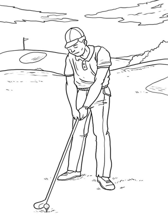 Fise de colorat cu Golf imprimabil gratuit simplu