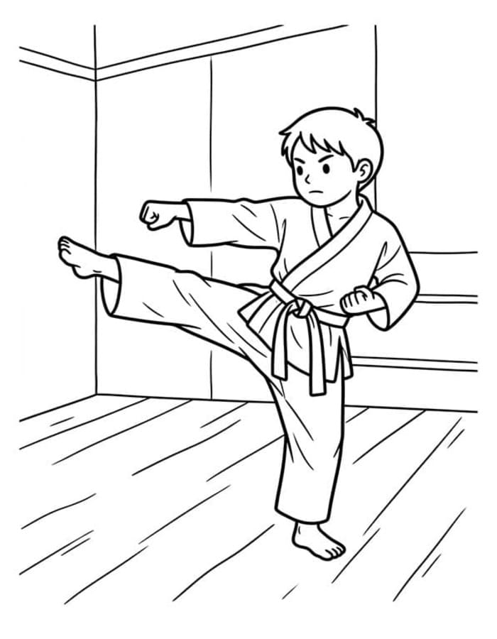 Fise de colorat cu Karate gratuit pentru copii