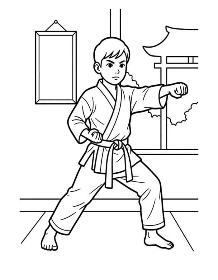 Fise de colorat cu Karate gratuit uşor