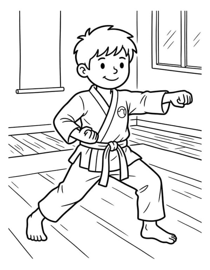 Fise de colorat cu Karate imprimabil gratuit pentru copii