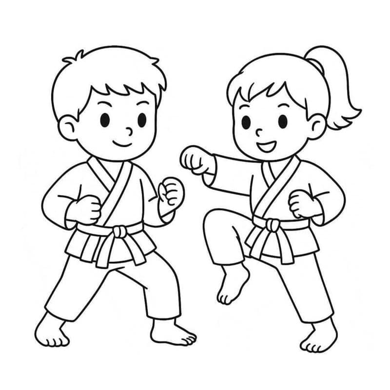 Fise de colorat cu Karate imprimabil gratuit simplu