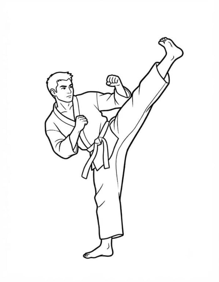 Fise de colorat cu Karate imprimabil uşor