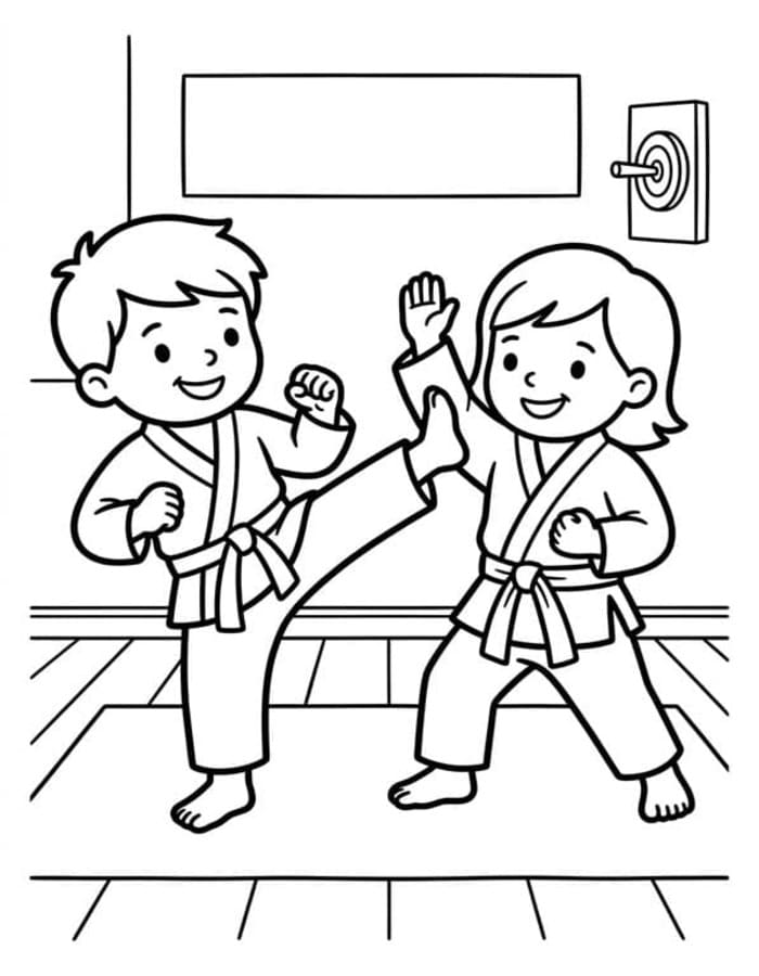 Fise de colorat cu Karate pentru copii