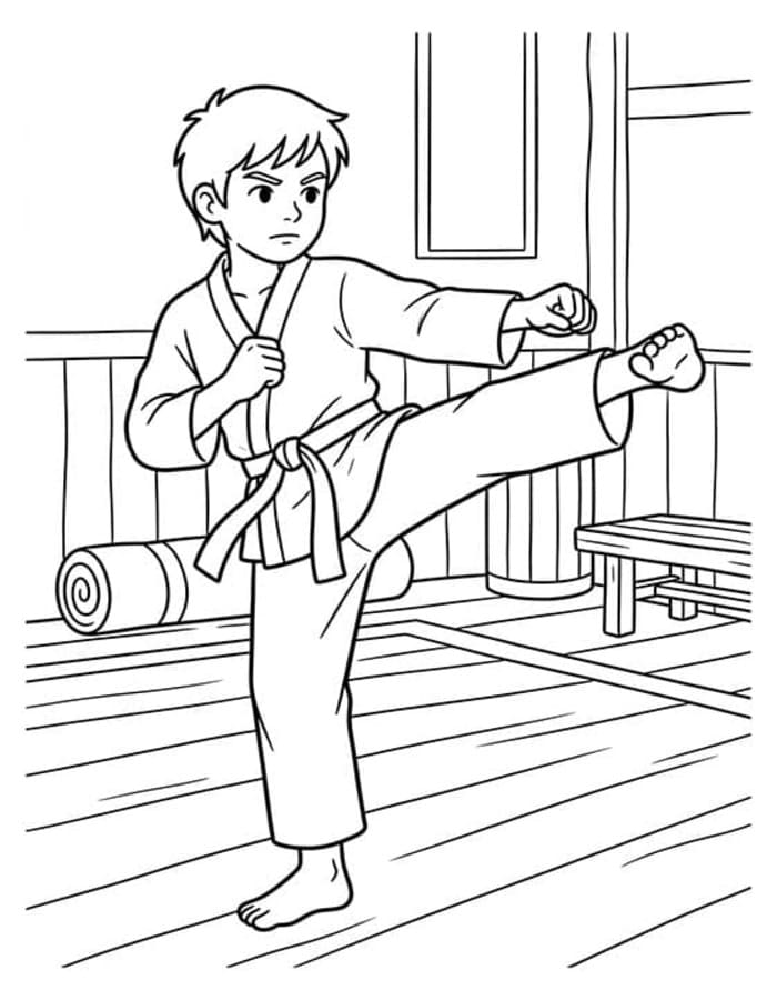 Fise de colorat cu Karate uşor la copii