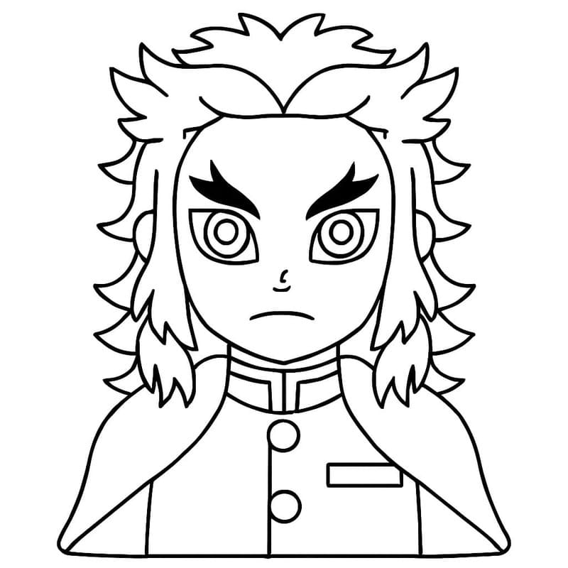 Fise de colorat cu Kyojuro Rengoku imprimabil gratuit bazic