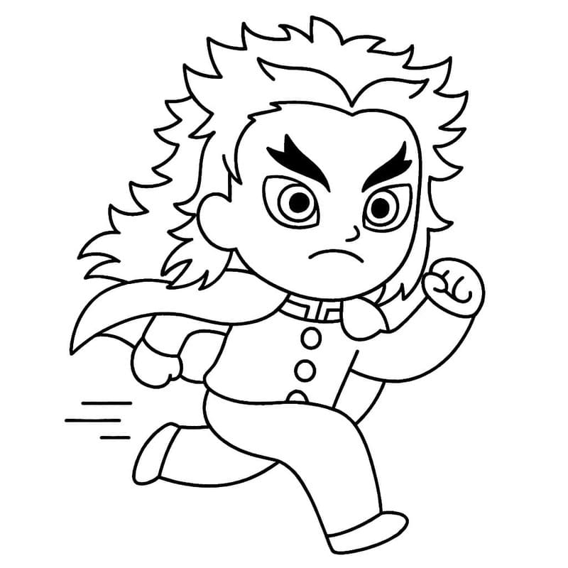 Fise de colorat cu Kyojuro Rengoku imprimabil simplu