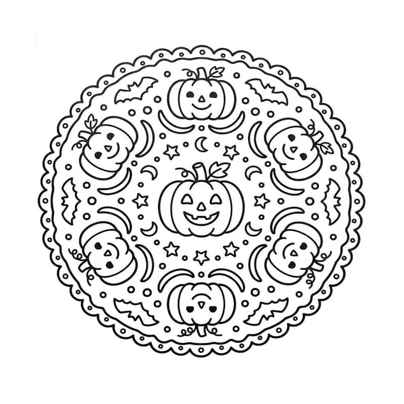 Fise de colorat cu Mandala de Halloween gratuit pentru copii